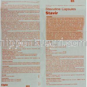 スタビル Stavir, ゼリットジェネリック, スタブジン 40mg 錠 (Cipla) 情報シート1