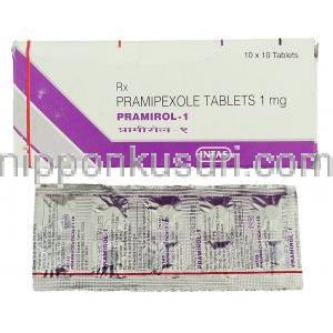 プラミロル Pramirol, ビ・シフロールジェネリック, プラミペキソール 1mg 錠 (Intas)