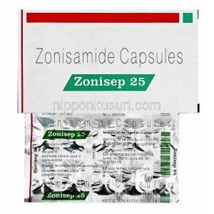 ゾニセップ Zonisep, ゾニサミド, 25mg, 箱、カプセル