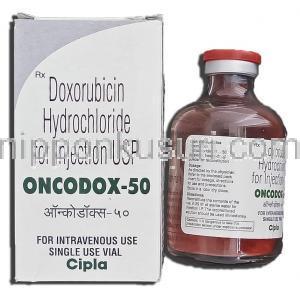 オンコドックス50 Oncodox-50, ドキシル ジェネリック, ドキソルビシン 50mg 注射 (Cipla)