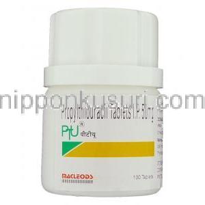 PTU, プロピルチオウラシル 50mg, 製造元：Macleods Pharma,ボトル表面（新包装）