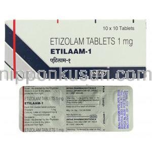 エチゾラム（デパス ジェネリック ）, エチラーム Etilaam 1mg 錠 (Intas)