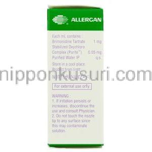 ブリモニジン酒石酸塩, アルファガンZ Alphagan Z 0.2% 点眼薬 (FDC) 成分
