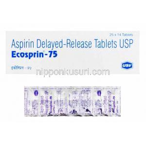 エコスプリン Ecosprin, アスピリン ジェネリック, アスピリン 75mg 錠 (USV)