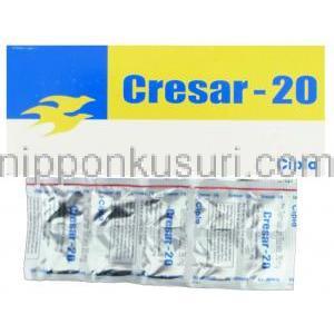 テルミサルタン（ミカルディスジェネリック）, Cresar 20mg 錠 (Cipla)