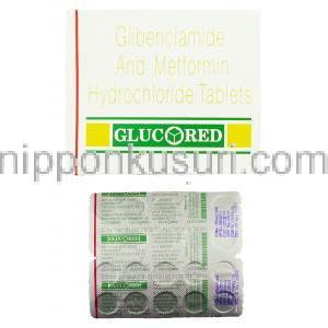 グルコレッド Glucored, グルコバンス ジェネリック,  グリベンクラミド 2.5mg メトホルミン 400mg 配合