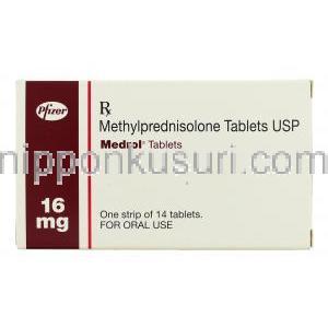 メドロール Medrol, メチルプレドニゾロン16mg 錠 (Pfizer) 箱