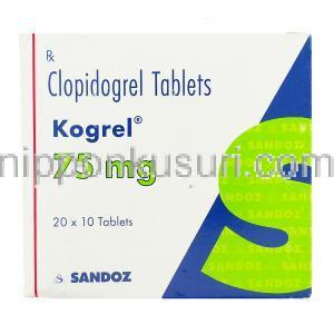 コグレル Kogrel, プラビックス ジェネリク, クロピドグレル 75mg 錠 (Sandoz) 箱