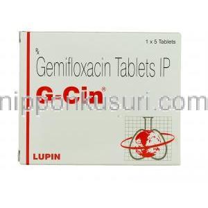 G-Cin, ファクティブ ジェネリック, ゲミフロキサシン 320mg 錠 (Lupin) 箱
