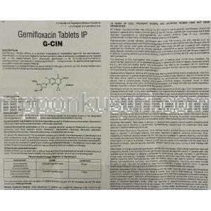 G-Cin, ファクティブ ジェネリック, ゲミフロキサシン 320mg 錠 (Lupin) 情報シート1