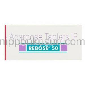 レボーズ Rebose, グルコバイジェネリック, アカルボース 50mg 錠 (Merind) 箱