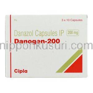 ダノジェン Danogen,  ダノクリン ジェネリック,  ダイナゾール 200mg カプセル (Cipla) 箱