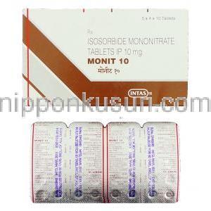 モニット Monit, イムデュール ジェネリック, イソソルビド5‐モノニトラート 10mg 錠 (Sun Pharma)