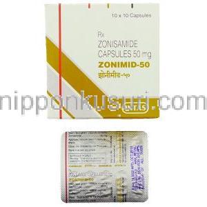 ゾニサミド（エクセグラン ジェネリック）, ゾニミド  Zonimid カプセル 50mg (Indas)