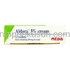 アルダラ Aldara, ベセルナ ジェネリック, イミキモド 5% クリーム (Meda) 箱側面