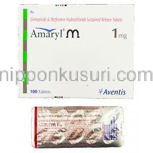 アマリルM Amaryl M, ゾリルM ジェネリック, メトホルミン/グリメピリド配合 500mg / 1mg 錠 (Sanofi Aventis)