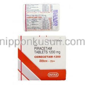セレセタム Cerecetam, ミオカーム ジェネリック, ピラセタム 1,200mg 錠 (Intas)