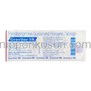 グラビトールSR Gravitor SR, Generic  Mestinon SR, メスチノン ジェネリック, 臭化ピリドスチグミン 180mg 錠 (Sun Pharma) 包