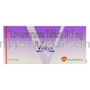 ボゼット Vozet , レボセチリジン塩酸塩 5mg 錠 (GSK) 箱