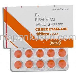 セレセタム Cerecetam, ミオカーム ジェネリック, ピラセタム 400mg 錠 (Intas)
