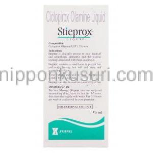 スティプロックス Stieprox, シクロピロクスオラミン 1.5% シャンプー (Stiefel) 箱裏面