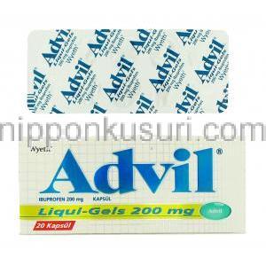 アドヴィル Advil Liquigel, イブプロフェン 200mg リキッドジェル カプセル (Wyeth)