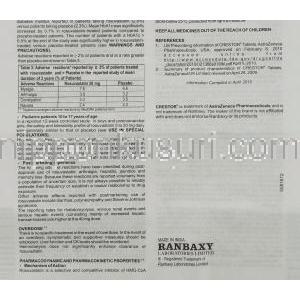 ソルバス Rosuvas, クレストール ジェネリック, ロスバスタチン 5mg 錠 (Ranbaxy) 情報シート8