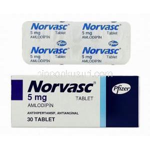 ノルバスク Norvasc, アムロジピン 5mg (ファイザー社)