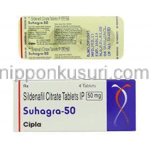 スハグラ （バイアグラジェネリック） シルデナフィル 50mg 錠 (Cipla)