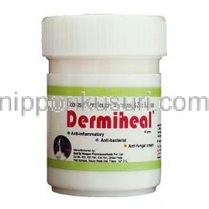 ダーミヒール Dermiheal,硝酸ミコナゾール 2%, 塩酸シプロフロキサシン 0.1 %, プロピオン酸クロベ