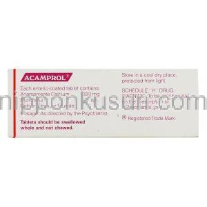 アカムプロール Acamprol, キャンプラル ジェネリック, アカンプロセート 333mg 錠 (Sun Pharma) 成分