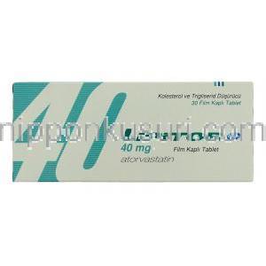リピトール Lipitor, アトルバスタチンカルシウム 40mg 錠 （ファイザー社） 箱