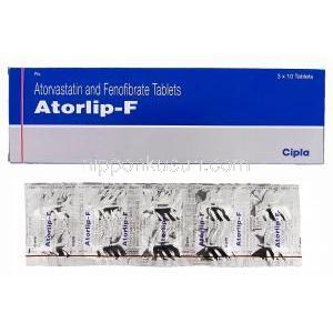 アトーリップ-F Atorlip-F, アトルバスタチン・フェノフィブラート配合10mg/160mg 錠 (CIpla)