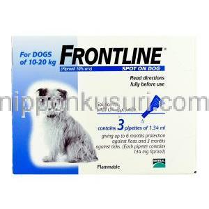 フロントライン犬用 スポットオン  Fipronil 10% 1.34ml x  3 本中型犬 (10-20 kg)  (Marial)