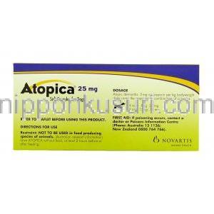 アトピカ Atopica 50 mg (Novartis) 箱裏面