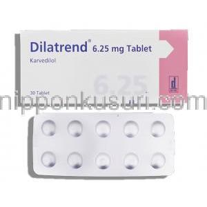 ジラトレンド Dilatrend, アーチスト ジェネリック, カルベジロール 6.25mg 錠 (Diva)
