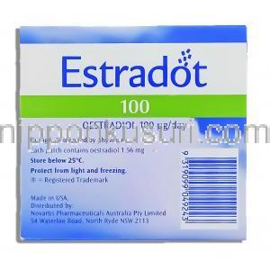 エストラドット Estradot 100mcg 経皮吸収 (Novartis) 箱裏面