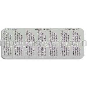 レクサプロ,  シュウ酸エスシタロプラム 20mg 錠 (H.lundbeck.) 包装裏面