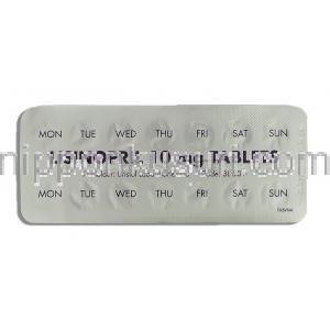 ゼストリル  ジェネリック, リシノプリル Lisinopril  10mg 錠 (Bristol) 包装裏面