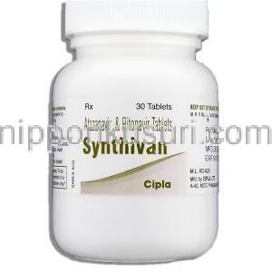 シンチバン Synthivan, アタザナビル・リトナビル 300mg/100mg 錠 (Cipla) ボトル