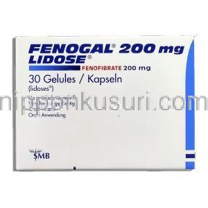 フェノガル Fenogal, フェノフィブラート200mg カプセル (Novartis) 箱