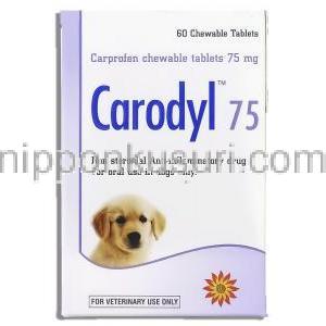 カプロフェン, カロディル Carodyl, 75mg チュアブル錠 (Sava Medicare) 箱