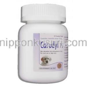 カプロフェン, カロディル Carodyl, 75mg チュアブル錠 (Sava Medicare) ボトル