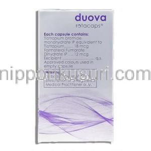 チオトロピウム臭化物 / フマル酸ホルモテロール, Duova , 18mcg / 12mcg 吸入用カプセル (CIPLA) 成分