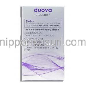 チオトロピウム臭化物 / フマル酸ホルモテロール, Duova , 18mcg / 12mcg 吸入用カプセル (CIPLA) 使用注意