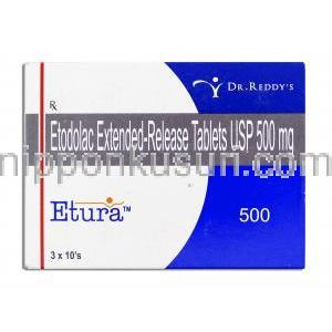 エトドラク （オステラック / ハイペン ジェネリック）,  Etura 500MG 錠 (Dr.Reddy) 箱
