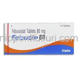 フェブキソスタット（ウロリック ジェネリック）,  ファブシップ Fabucip 80mg 錠 (Cipla) 箱