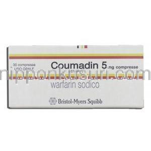 クーマディン Coumadin, ワーファリンジェネリック, ワルファリン 5mg 錠 ( Bristol-Myers) 箱