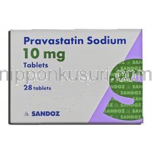 プラバスタチン, メバロチンジェネリック 10mg 錠 (Sandoz) 箱