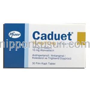 カデュエット Caduet, アムロジピン・アトルバスタチン 10mg/10mg 錠 (Pfizer トルコ) 箱